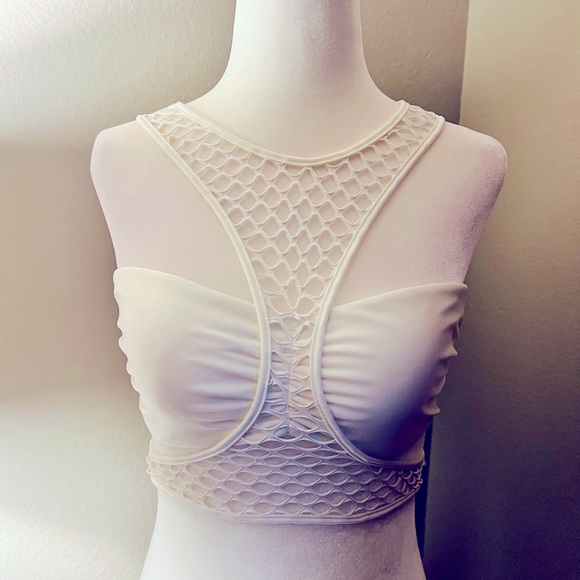 Stylish Luli Fama, two piece bikini, tube top with net overlay, cheeky bottom - Picture 2 of 7